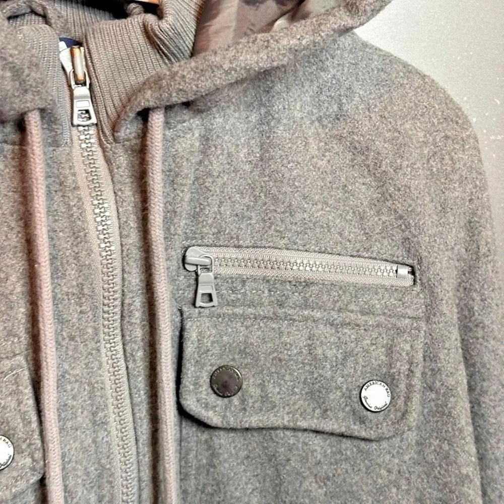 American Rag CIE 1984 Wool Blend Hooded Jacket Mens Large Gray Full Zip Coat